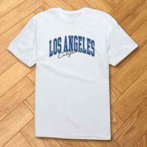 Los Angeles California Varsity Lettering Tee Clean Aesthetic